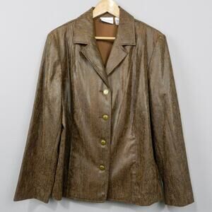 Vintage Alfred‎ Dunner Blazer Jacket Sz 18 Faux Snake Brown Textured Y2K Siren